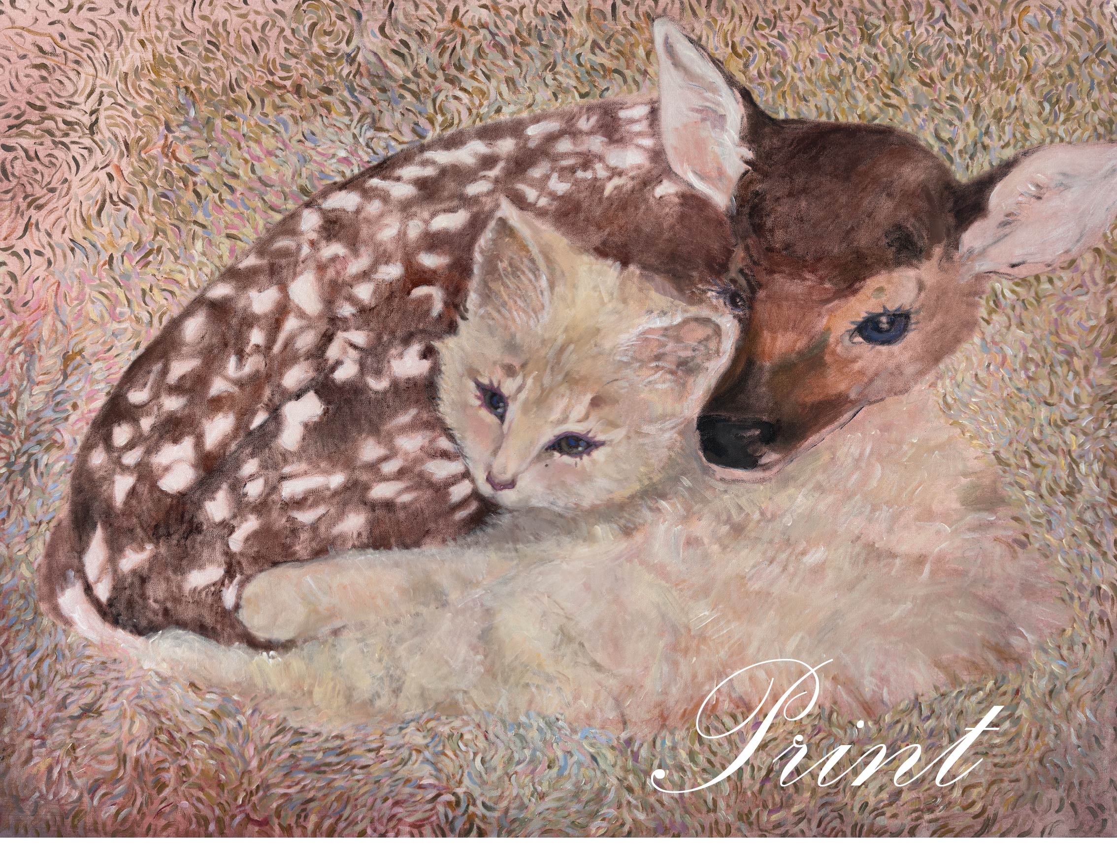 “fiends” (cat and dear) print